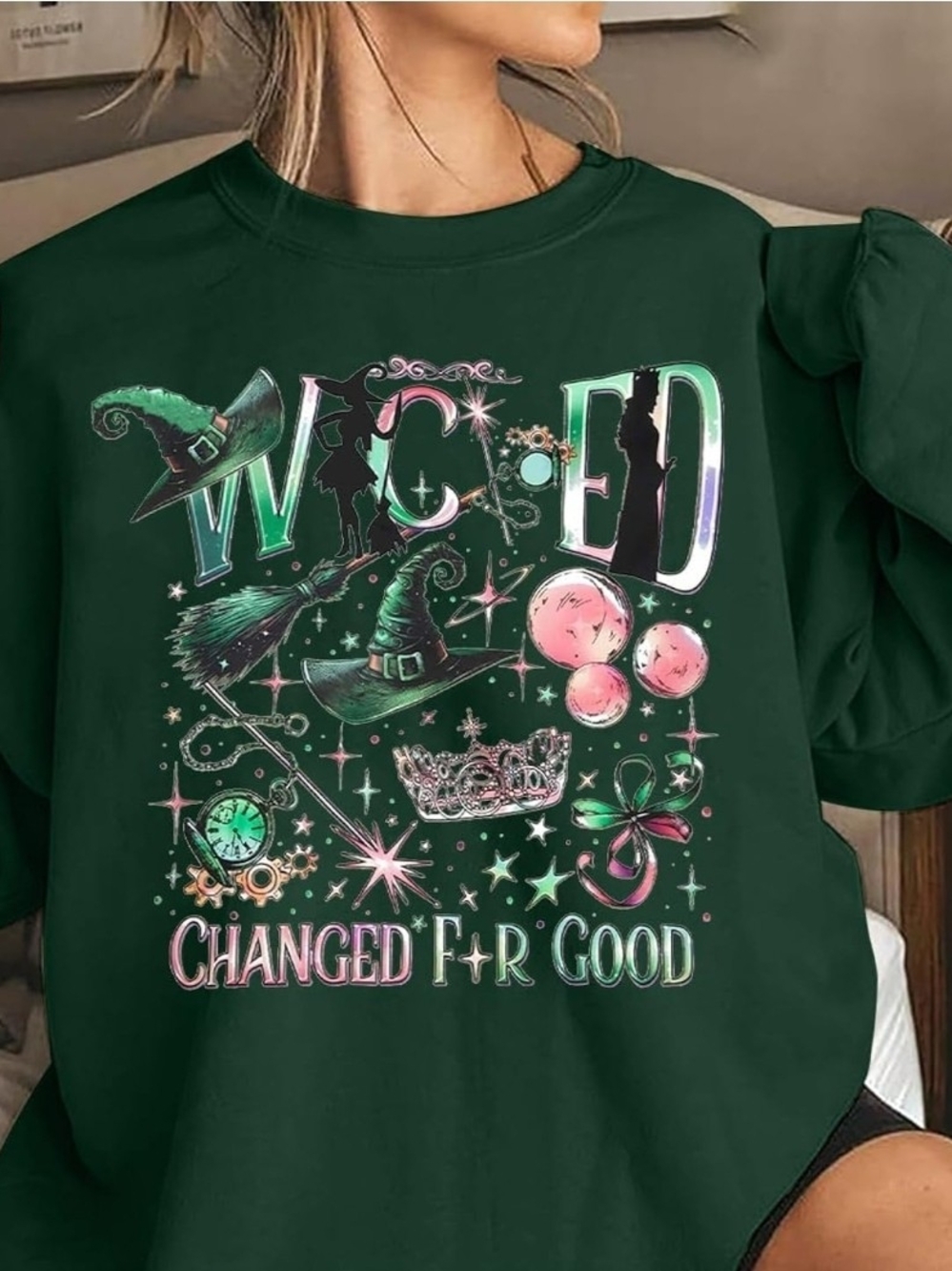 Kids "Wicked Changed For Good" Graphic Tee - Dark Green